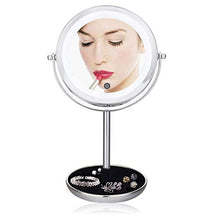 AJH Specchio per Trucco a LED Portatile, Illuminato con Specchio cosmetico a LED Leggero, Specchio ingranditore 5X Specchi per Barba bilaterali