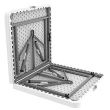 Todeco - Tavolo Portatile Pieghevole, Tavolo Trasportabile - Materiale: HDPE - Carico Massimo: 100 kg - 122 x 61 cm, Bianco, Pieghevole a metà