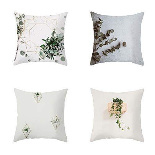 Federe Cuscini Divano 45X45,Serie Di Piante Tropicali Di Colore Chiaro Fodere Per Cuscini, Fodera Per Cuscino Lombare Per Divano Da Soggiorno Per Ufficio, Decorazione Per La Casa Set Di 4 Articoli, St