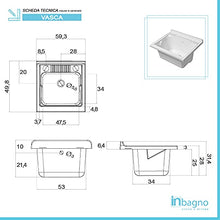 Mobile lavatoio sospeso 60x50 cm, 2 ante con vasca in resina, completo di asse di lavaggio e kit sifone (Grigio)