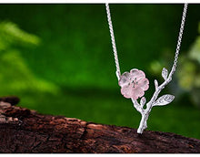 Baoxiaohed Collana in Argento Sterling, 925 Sterling Argento Temperamento Pianta Fiori Rosa Collana di Fiori alla Moda Tinta Unita, Adatta per La Festa della Mamma, Festa, Compleanno E Anniversario