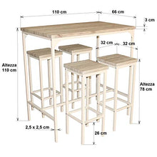 yelloo MOD. RICCIONE Set Tavolo Bar e 4 SGABELLI Beige 110x66xH110 Mobili Cucina