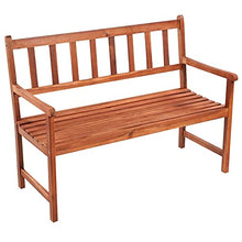 Tidyard Panca da Giardino a 2 Posti con Cuscino 120 cm in Legno massello di Acacia,Panca con Schienale e Braccioli,Panca da Esterno in Legno,Panca in Legno,Divanetto da Giardino per Esterno in Legno