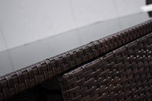 AVANTI TRENDSTORE - Limo - Set di mobili da Giardino/Balcone in Rattan Sintetico di Colore Marrone Scuro con Cuscini Bianchi compresi. Dimensioni Lap 285x82x70 cm