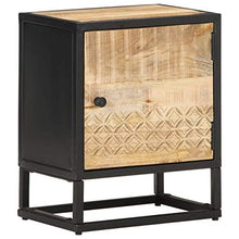 Tidyard Comodino con Anta Intagliata,Comodino Moderno Cassettiera,comodini Legno massello,comodini Shabby 40x30x50 cm Legno di Mango Grezzo