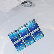 Garneck 6 Pezzi Adesivi per Vasca 3D Modello Ocean World Impermeabile Antiscivolo per Vasca Appliques Adesivi murali Decalcomanie per Vasca da Bagno WC 13x13cm