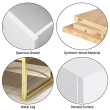 ZZBIQS, comodino in legno bianco con 2 cassetti, moderno, tavolino per camera da letto (bianco e naturale)