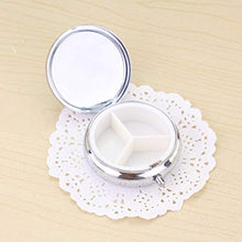 DOITOOL - Contenitore per pillole da viaggio, 1 pezzo, 3 scomparti, rotondo, in metallo, per medicine, per viaggi all'aperto, motivo casuale