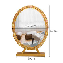 HXYSJ Specchio Ovale Specchio da Bagno Moderno Elegante ， Specchio per Trucco da Tavolo ， Mirro da Barba Unico ， con Stand （Colore: Oro ， Dimensioni ： 37,5 Cm X 52 Cm） Moda