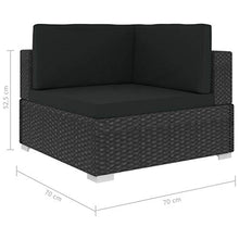 vidaXL Set Divani da Giardino 6 pz con Cuscini Foderati Lavabili Modulare Leggero Elegante Arredi da Esterno in Polyrattan Nero Telaio in Acciaio