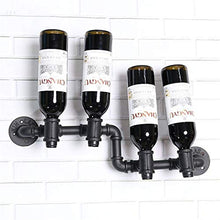 LHQ-HQ Muro Vino Rack Metal Shelf Vino Hanging Bottiglie di Vino Organizzatore, Can Contiene 4 Bottiglie, Nero, L58cm