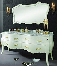 Sconosciuto Doppio lavabo design lavabo vanità barocco in marmo bianco 180x85x57 NUOVO