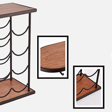 LDM Portabottiglie per Vino, 8 Bottiglie di portabottiglie in Legno + Ferro battuto Stand-Alone espositore da banco, scaffale Creativo per la Decorazione dell'Armadio per la casa