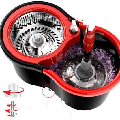 WAMSY Mop Mop in Acciaio Inossidabile Spin Mop Doppio Rotante A Prova di Esplosione Rotante A 360 Gradi con Straccio E Secchio Strumento per La Pulizia della Casa