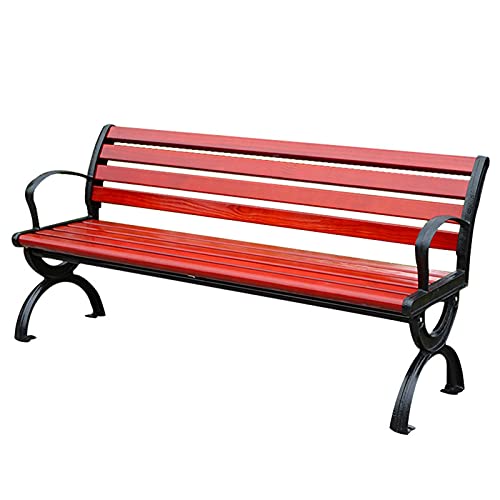 Panchine per patio da giardino all'aperto Panchine per parchi per il tempo libero, panchina in ghisa per cortile resistente alle intemperie con legno massello, panchine decorative vintage per prati