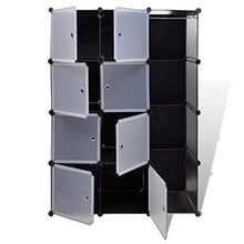 Autoshoppingcenter Armadio Modulare Camera da Letto con 12 Cubi, Scaffale Plastica con Ante, Guardaroba Organizzatore Strutture per Cabine Nero