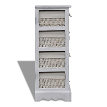 Lingjiushopping Contenitore bianco di legno con 4 cestini tessuti Dimensioni: 25 x 28 x 74 cm (L x W x H) Armadietti e stipi