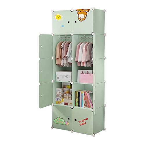 Locker 10-Porte Armadio 2-Hanging Archivi Rimovibili di Plastica 6-Gitter Scaffali Abbigliamento Home Camera Verde 75X47X183CM MUMUJIN