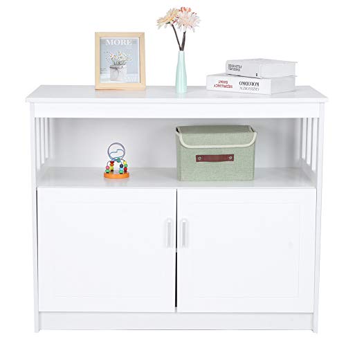 Credenza con 2 ante,Armadio Laterale,Mobiletto di Servizio,Armadio da pavimento,Armadietto da bagno, per bagno, cucina, soggiorno,98 x 44 x80 cm