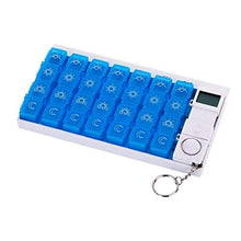 Portapillole settimanale Portapillole da Viaggio Portatile Portapillole elettronico Promemoria Portapillole con Design a Prova d'umidità 4 Griglia Blu