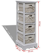Lingjiushopping Contenitore bianco di legno con 4 cestini tessuti Dimensioni: 25 x 28 x 74 cm (L x W x H) Armadietti e stipi