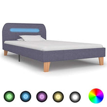 Tidyard Giroletto con LED, Giroletto Singolo, Struttura Letto Singolo con LED inTessuto 90x200 cm