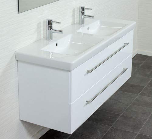 emotion Lavabo con mobiletto, Legno, Bianco Lucido, 130 mm, 2 unità