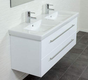 emotion Lavabo con mobiletto, Legno, Bianco Lucido, 130 mm, 2 unità