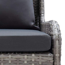 Divano angolare da giardino, 2 pezzi, in polyrattan, colore: grigio