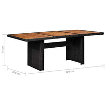 Qnotici Tavolo da Pranzo da Giardino Tavolo da Campeggio Tavolo da Buffet Tavolo da Festa tavolino da Giardino 200x100x74 cm polyrattan Nero