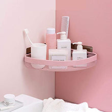Mensola da doccia a parete in acciaio inox con ventosa per doccia ad angolo, senza foratura, per bagno, cucina, colore: rosa