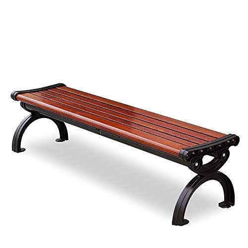 household products Outdoor Alluminio Panchina, Panca di Legno del Grano per Il Tempo Libero in Lega di Alluminio Imitazione con Schienale E Braccioli, Mobili da Giardino Panca Terrazza con Giardino