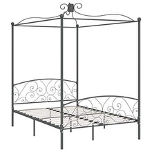 SKM Letto a Baldacchino Grigio in Metallo 140x200 cm (28.2kg)