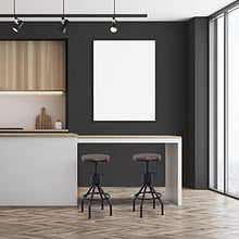 homcom Sgabello Stile Industriale per Cucina/Bar in Metallo, Seduta Legno di Pino con Altezza Regolabile, 40x40x59-77cm