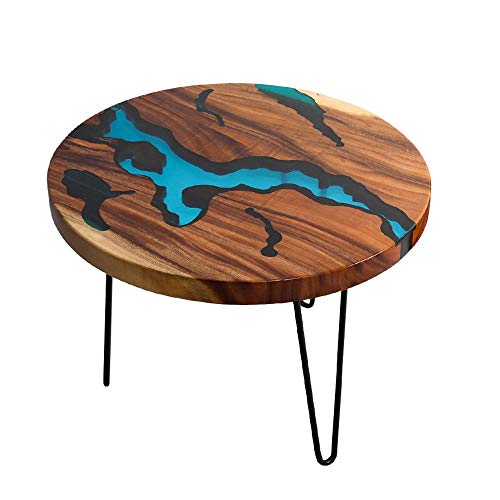 WALNUTA Tavolino in Noce Tavolino Moderno Nordico in Ferro Chiaro bovindo Piccolo Appartamento Semplice Tavolo Rotondo in Resina di Legno massello