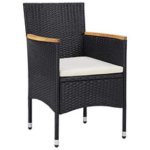 SKM Set Mobili da Pranzo per Giardino 3 pz Nero Polyrattan e Acacia (21kg)