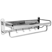 Cocoarm Porta Asciugamani da Parete in Acciaio Inossidabile da 60 cm Porta Asciugamani da Bagno o da Cucina Porta Asciugamani Mensola da Bagno con 5 Ganci 58x23x19 cm