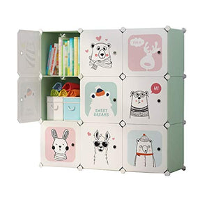Locker 9-Gitter Armadio Armadio Rimovibili di Plastica Withdoor Scaffali Abbigliamento Home Camera Verde 111X37X111CM MUMUJIN