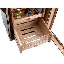 Humidor Cabinet - Scatola Portasigari Humidor - Vetrina Humidor in Legno Di Cedro Vernice Per Pianoforte Con Umidificatore e Igrometro Digitale