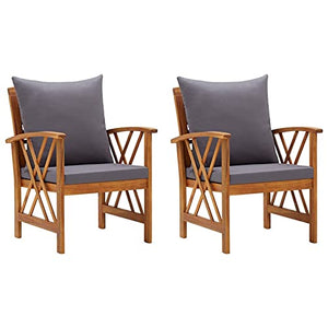 Tidyard Set 2 Sedie da Giardino con Braccioli in Legno Massello di Acacia con Cuscini 59x67x83 cm,Poltrone da Giardino in Legno,Poltrocine da Giardino in Legno,Poltrone Poltrocine da Esterno in Legno