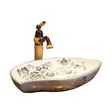 WEHOLY Lavabo in Resina Lavabo da Incasso Ovale in Pietra Naturale per Bagno a Forma di Barca lavabo retrò Creativo in Ceramica Jingdezhen Hotel Anti-Splash