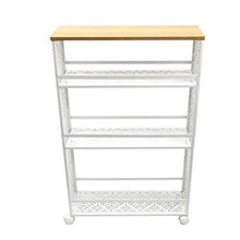 BLWX LY Scaffale Imbottito Trapuntato in Ferro battuto a 4 Livelli, cremagliera della Cucina del Carrello di rotolamento Creativo, mensola del Bagno ， W48.2xP15.5xH73.5cm