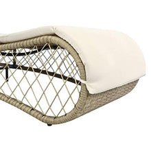 FAMIROSA Lettino Prendisole con Cuscino in Polyrattan Grigio-4700