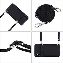 Lanyard - Custodia a portafoglio per iPhone X/Xs, colore: Nero