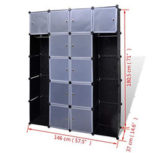 Armadietto Modulare, Armadietto in Moduli Plastici, Armadio Cubo Guardaroba Modulare con 14 Scomparti Mobiletto per Camera da Letto, Ingresso, 37x146x180.5 cm