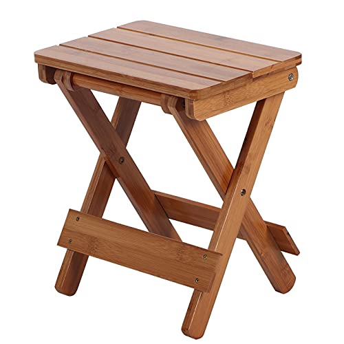 Sgabello in bambù Sgabello pieghevole quadrato per uso domestico da esterno portatile per cucina, giardino e pesca