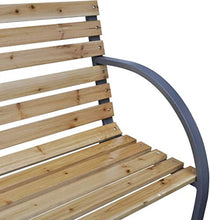 EBTOOLS - Panca da giardino in legno e ferro massiccio, panca da giardino, panca da giardino con schienale e braccioli, panca per giardino, parco, terrazza, esterni, 120 x 62 x 82 cm