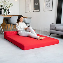 G&H - Materasso pieghevole pieghevole per letto matrimoniale, con rivestimento rimovibile, colore: Rosso