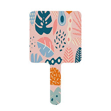 Specchio a mano, modello tropicale in stile retrò rosa quadrato palmare specchio con maniglia per trucco casa salone di viaggio uso 9 cm L x 16 cm L