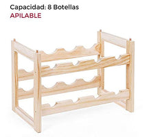 Mensola portabottiglie in legno per bottiglie di vino, organizer per vino. Secchiello per vino in legno per bottiglia di vino, bottiglia di birra (41x24x25,5 cm, 8 bottiglie) ...